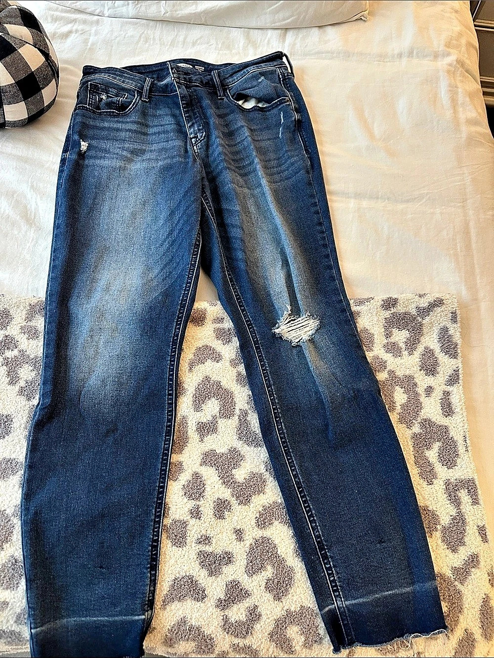 Old Navy Rockstar Super Skinny Ankle Jeans Distressed Blue